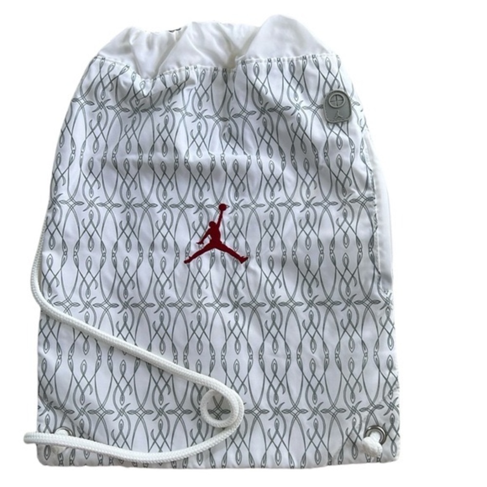 NWOT! Jordan White with Gray Design Cinch Backpack/Bag/ Gym Sack